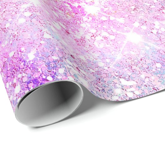 Elegant girly iridescent unicorn regenboog cadeaupapier (Rol Hoek)