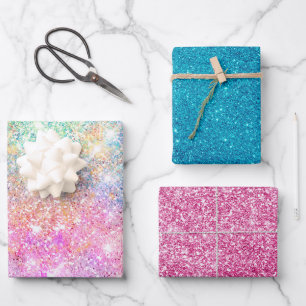 Elegant girly iridescent unicorn regenboog inpakpapier vel