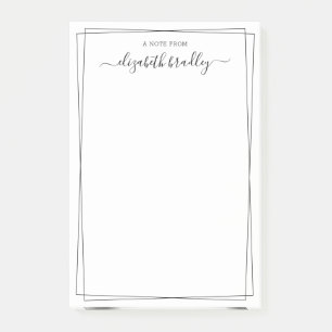 Elegant Girly Monogram Handtekening Black White Post-it® Notes