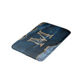 Elegant Girly Navy Blue Gold Agate Geode Monogram Badmat (Gekanteld)