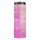 Elegant Girly Pink Gold Glitter Thermosbeker (Achterkant)