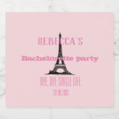 Elegant Girly Pink Paris Theme Bachelorette Party Sparkling Wijnetiket (Enkel label)