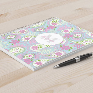 Elegant Girly Pink Preppy Paisley Print Patroon Notitieboek