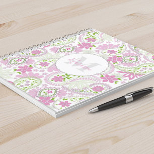 Elegant Girly Pink Preppy Paisley Print Patroon Notitieboek