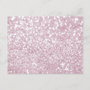 Elegant Girly Pink White Faux Glitter Briefkaart