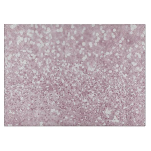 Elegant Girly Pink White Faux Glitter Snijplank (Voorkant)