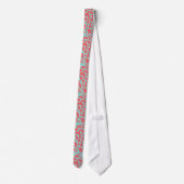 Elegant girly rood blauw bloemenpatroonmonogram stropdas (Achterkant)