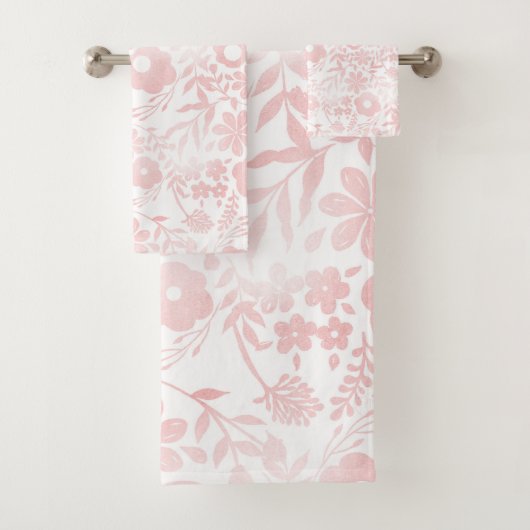 Elegant Girly Roos Gold Flowers Shapes Pattern Bad Handdoek (Insitu)