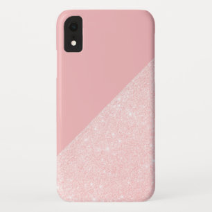 Elegant girly roos gold glitter & pastelroze iPhone XR hoesje