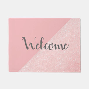 Elegant girly roos gold glitter & pastelroze deurmat