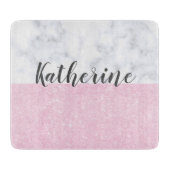 Elegant girly roos goudglitter witte marmer snijplank (Voorkant)