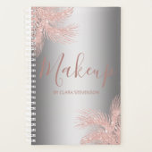 Elegant girly roos goudglitter zilveren palmmake-u planner (Voorkant)