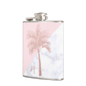 Elegant girly roos goudhandpalm witte marmer heupfles (Links)