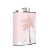 Elegant girly roos goudhandpalm witte marmer heupfles (Rechts)