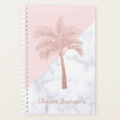 Elegant girly roos goudhandpalm witte marmer planner (Voorkant)