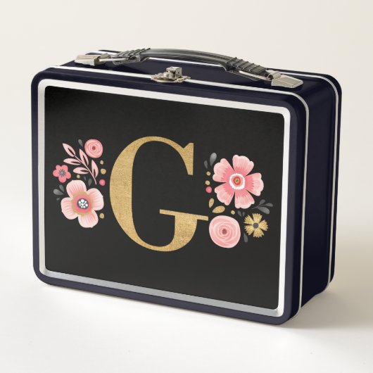 Elegant Girly Roze Bloemen Monogram (Voorkant)