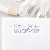 Elegant Girly Script Calligraphy Paars Violet Etiket (Insitu)