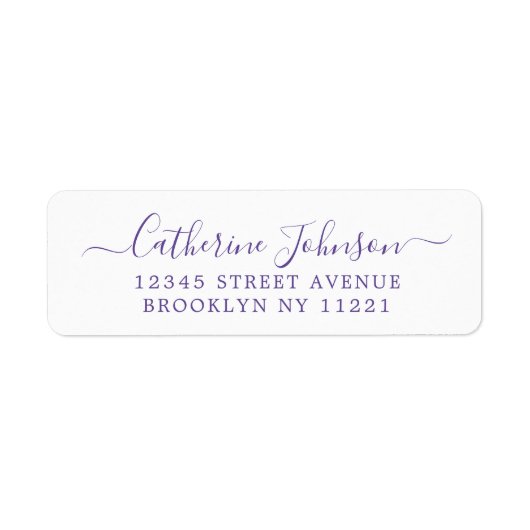Elegant Girly Script Calligraphy Paars Violet Etiket (Voorkant)