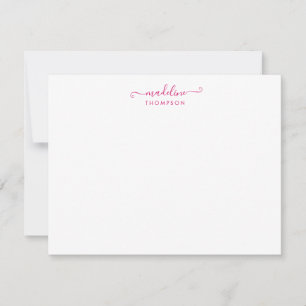 Elegant Girly Script Magenta Typography Note Kaart Notitiekaartje