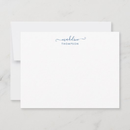 Elegant Girly Script Navy Blue Typografie Notitiekaartje (Voorkant)