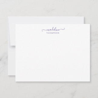 Elegant Girly Script Paarse Violet Typografie Notitiekaartje