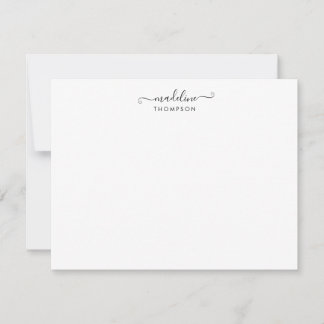 Elegant Girly Script Zwart Typografie Notitiekaartje