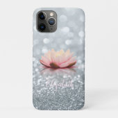Elegant Girly Silver Glittery Bokeh Lotus Case-Mate iPhone Case (Achterkant)