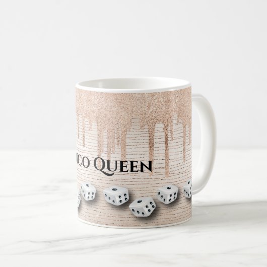 Elegant Girly Sparkle Dice Bunco Monogram Koffiemok (Voorkant rechts)