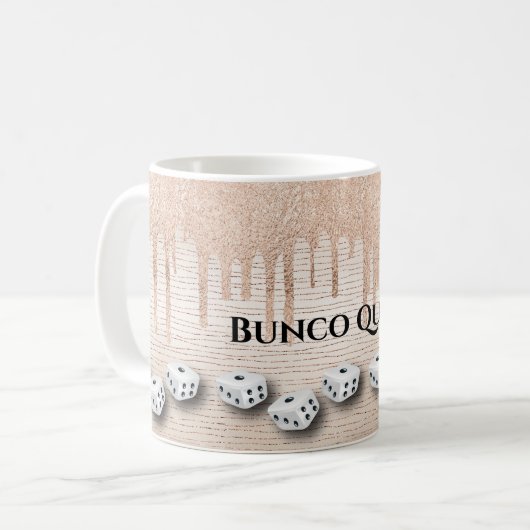 Elegant Girly Sparkle Dice Bunco Monogram Koffiemok (Voorkant links)