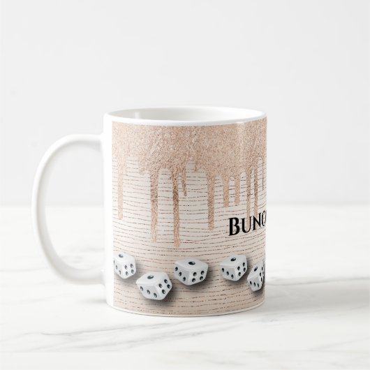 Elegant Girly Sparkle Dice Bunco Monogram Koffiemok (Links)