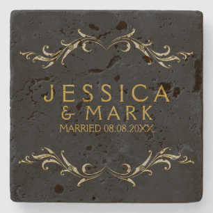 Elegant Girly Swirls Floral Lijst Stenen Onderzetter