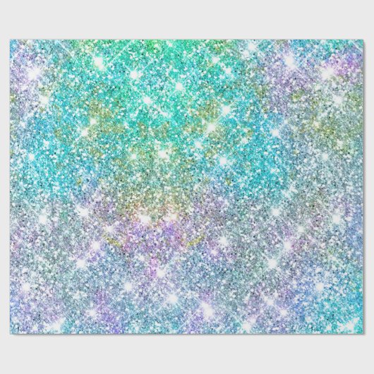 Elegant girly turquoise iridescent unicorn cadeaupapier (Vlak)
