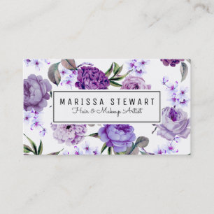 Elegant Girly Violet Lila Purple Flowers Visitekaartje