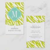 Elegant Girly Zebra Limoen Turquoise Personalized Visitekaartje (Voorkant / Achterkant)