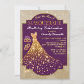 Elégant Glam Anniversaire Masquerade Invitation (Devant)