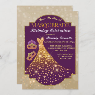 Elégant Glam Anniversaire Masquerade Invitation