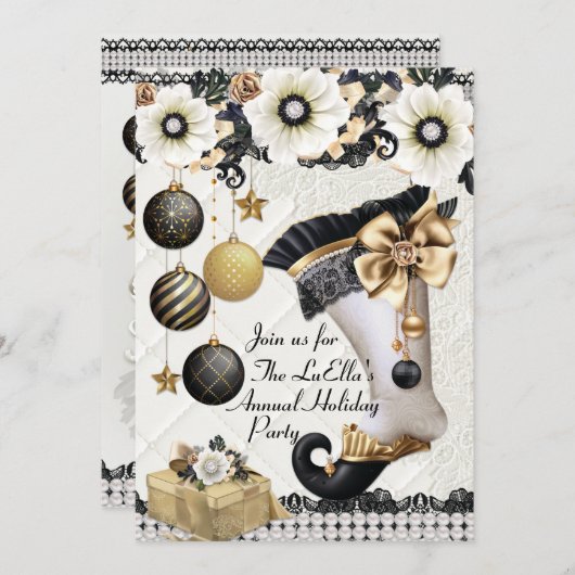 Elégant Glam Fête de Noël Invitations (Devant / Derrière)