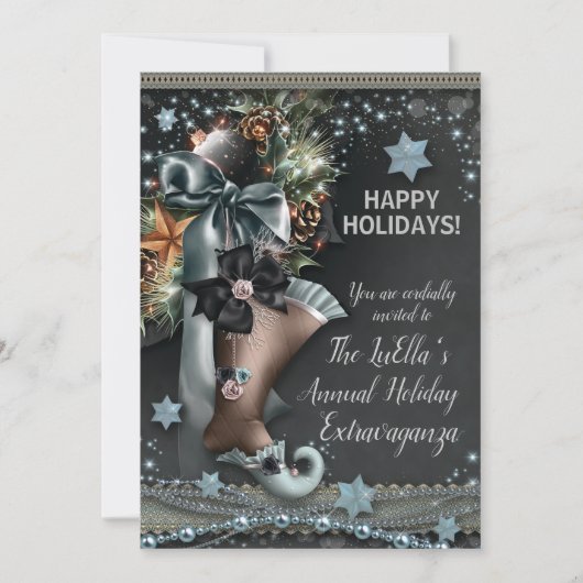 Elégant Glam Fête de Noël Invitations (Devant)