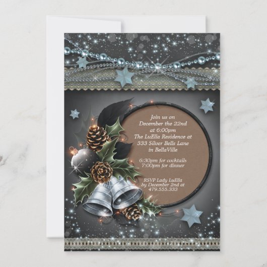 Elégant Glam Fête de Noël Invitations (Dos)