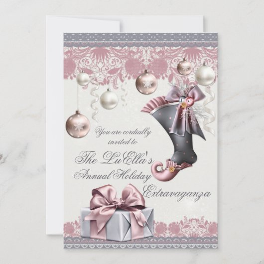 Elégant Glam Fête de Noël Invitations (Devant)