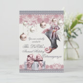 Elégant Glam Fête de Noël Invitations (Debout devant)