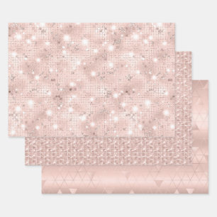 Elegant Glam Girly Blush Pink and Silver Inpakpapier Vel