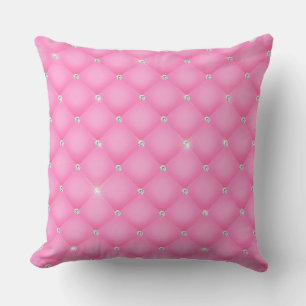 Elegant Glam Glittering Tufted Diamond Pink Kussen