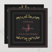 Elégant Glam Gold Invitation Anniversaire (Devant / Derrière)