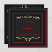 Elégant Glam Gold Invitation Anniversaire (Devant / Derrière)