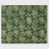 Elegant Glam Green Gold Paisley Patroon Cadeaupapier (Vlak)