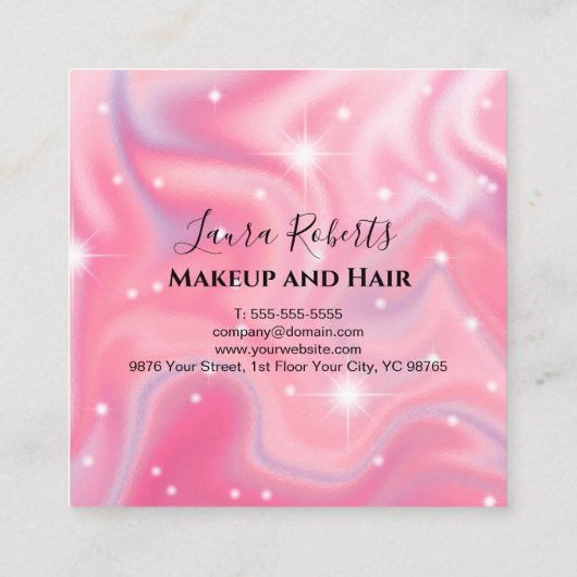 Elegant Glam Iradiscent Sparkle Holographic Appo Afsprakenkaartje (Achterkant)