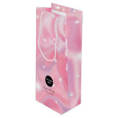 Elegant Glam Iridescent Holographic Wine Gift Bag Wijn Cadeautas (Voorkant Gekanteld)