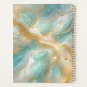 Elegant Glam Luxe Aquamarijn Marmer Goud Glitter Planner (Achterkant)