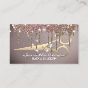 Elegant glam make-up haar blush roze glitter drupp visitekaartje